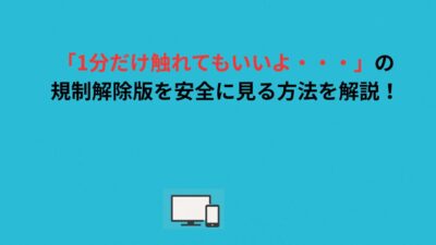 「1分だけ触れてもいいよ・・・」の規制解除版を安全に見る方法を解説！