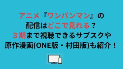 アニメ『ワンパンマン』の配信はどこで見れる？３期まで視聴できるサブスクや原作漫画(ONE版・村田版)も紹介！