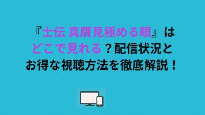 『士伝 真贋見極める眼』はどこで見れる？配信状況とお得な視聴方法を徹底解説！