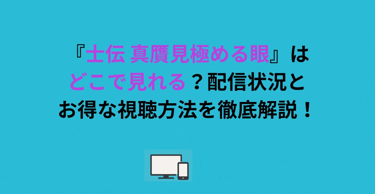 『士伝 真贋見極める眼』はどこで見れる？配信状況とお得な視聴方法を徹底解説！