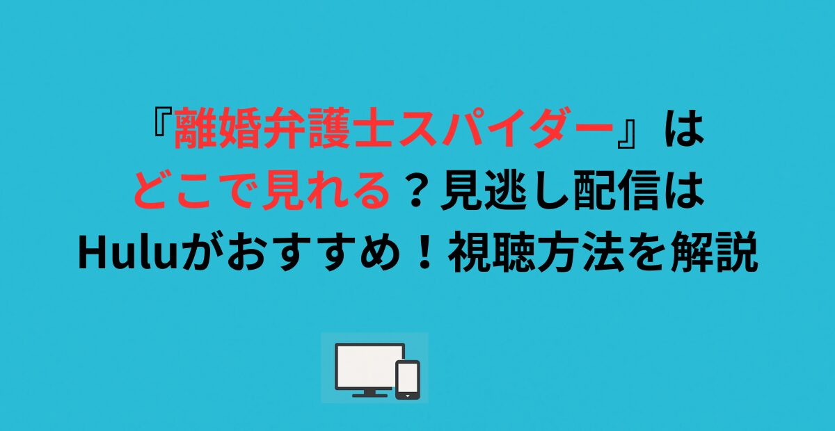 『離婚弁護士スパイダー』はどこで見れる？見逃し配信はHuluがおすすめ！視聴方法を解説